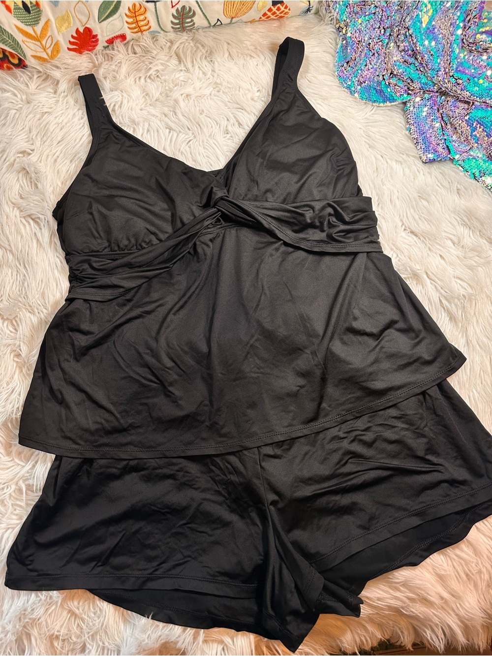 Apt 9 • Women’s Wrap Style Tankini with Silky Swim Shorts